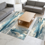 Three-piece kitchen rug set, non-slip and washable, abstract pattern kitchen hallway rug, soft and comfortable, suitable for sinks, floors, entrances, hallways and bathrooms. - Image 12