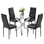 90*90*75cm Round Glass Dining Table Transparent Glass Table Leg Cross Design - Image 7