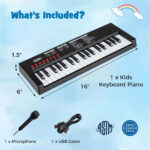 Black 37 Keys Kids Electronic Keyboard with Microphone, 8 Tones & 8 Rhythms Piano Toy for Ages 3+ - Image 6