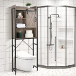Retro Style MDF With Triamine Iron Frame Sliding Door Three-Layer Rack Bathroom Cabinet