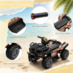 Black 6V Battery-Powered Kids ATV: Sturdy 4-Wheel Quad Ride-On Toy with Bright LED Headlights for Toddlers - Image 8