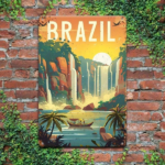 CIFbuy Vintage Iguazu Falls Metal Sign, Retro Brazilian Waterfall Wall Art With Bold BRASIL Text, 12x8 Inch Flat Travel Decor For Home TikTok, TikTok, With Self-pickup Logiopics - Image 6