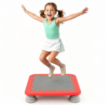 25.5 Inch Kids Mini Trampoline with Non-Slip EVA Jumping Surface, Rounded Edge PU Foam Foot Pads Compact Indoor Outdoor Balance Bounce Toy for Toddlers Ages 3+ Red