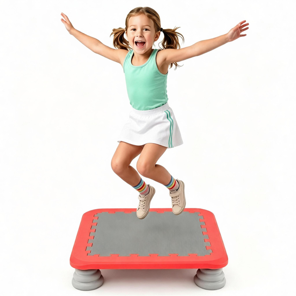 0cdc7caa-30ce-41e9-9aa3-8f7275c68bb5.png 25.5 Inch Kids Mini Trampoline with Non-Slip EVA Jumping Surface, Rounded Edge PU Foam Foot Pads Compact Indoor Outdoor Balance Bounce Toy for Toddlers Ages 3+ Red - Image 1