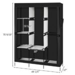 71" Portable Closet Wardrobe Clothes Rack Storage Organizer with Shelf Black - Image 18