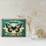 CIFbuy 1pc Vintage Garden Sign "All Pollinators Are Welcome Here", Retro Iron Metal Tin Sign, Rustic Farmhouse Indoor Outdoor Yard Deco TikTok, TikTok, etal Tin Sign Self-pickup Logiopics - Image 5