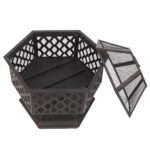 22" Hexagonal Shaped Iron Brazier Wood Burning Fire Pit Decoration for Backyard Poolside - Image 35