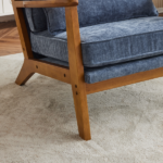 Mid-Century Oak Accent Chair - Deep Navy Blue Chenille Upholstered Single Lounge Chair, Sturdy Wood Frame Indoor Armchair (330LBS Weight Capacity) - Image 11