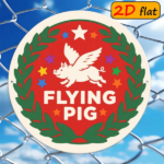 CIFbuy Flying Pig Round Aluminum Sign 7.87x7.87in, "" Sign 7.87x7.87in, Colorful Stars & Green Leaf Wreath Outdoor Plaque TikTok, TikTok, temu emu Self-pickup Logiaqics