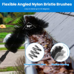 10.5FT Gutter Cleaning Brush With Telescoping Handle Rain Gutter Cleaner Extendable Gutter Cleaning Tool From The Ground with 2 Angled Brushes Anti-slip Gloves Goggles - Image 3