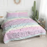 Striped Comforter Set Queen Size, Rainbow Comforter Bedding Set Pink Yellow Green Purple, 3 Piece, 1 Comforter (90"x90") and 2 Pillow Shams (20"x36") - Image 6