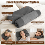 Heated Neck Pillow with 3 Heat Levels, 55D Memory Foam Cervical Pillow for Neck Pain Relief, 30 Mins Auto Off Heating Pillow for Home Office Travel, Zero Pressure Memory Foam Neck Support Pillow with Auto Shut Off & Overheat Protection - Image 13