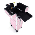 4 in 1 Aluminum Cosmetic Makeup Case Tattoo Box Pink - Image 9