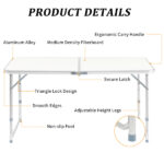 120 x 60 x 70 4Ft Portable Multipurpose Folding Table White - Image 26