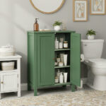 Forest Green MDF Painted with Vertical Stripes, 60*30*80cm, Double Door Bathroom Vanity - Image 9