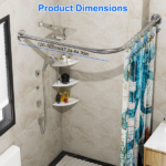 Curved Shower Rod L - Shaped Stainless Steel, Adjustable Stretchable Shower Curtain Rod for Bathroom, Rust - Resistant Expandable Rod with Extra Shower Space, Easy Installation - Image 9