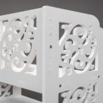 Wood-plastic Board Five Tiers Carved Shoe Rack White A - Image 6