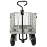 3-in-1 Oversized Steel Garden Cart , 880lbs Pullable Mesh Metal Garden Cart, All-Terrain Utility Cart with Removable Liner & Side Panels & Mesh Tray for Outdoor Lawn, Patio and Landscaping, Gray - Image 6