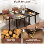 45" Extendable Dining Table Set, 2 Half-Round Tables Convertible to Oval for 4-6 People Walnut - Image 5