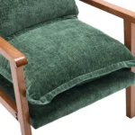 Cloud Shaped Indoor Leisure Chair with Solid Wood Armrest & Solid Wood Frame, Chenille Fabric Accent Chair with Lumbar Pillow, Single Sofa Chair Dark Green - Image 14