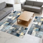 Three-piece kitchen rug set, non-slip and washable, abstract pattern kitchen hallway rug, soft and comfortable, suitable for sinks, floors, entrances, hallways and bathrooms. - Image 11