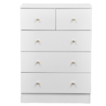 25.98"*15.75"*35.83"(L*W*H) 4-Tier 5-Drawer Cabinet Drawer Dresser with Gold Handles White - Image 2