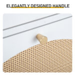 Rattan-front shoe cabinet with 1 drawer and 2 flip-down compartments, particleboard, 54*24*110cm, white - Image 7