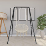 133*137*180cm Wrought Iron Four-Legged Standing 200kg Three Rings Hanging Chair Frame Black - Image 3