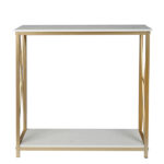Same Code 95305852 2-Tier Console Table, Gold Sofa Entry Table with White Top and Gold Metal Frame for Home - Image 7