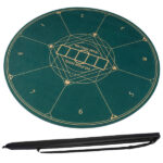55" Round Foldable Poker Table Top Mat with Non-Slip Rubber Base, Portable Casino-Grade Poker Mat with Carrying Bag (Green)