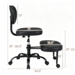 Cross Legged Meditation Office Chair with 360° Rotatable Footrest, Height Adjustable Ergonomic Faux Leather Desk Chair with Rolling Casters - Image 4