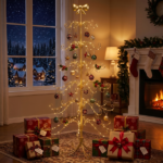 6ft Gold Iron Christmas Tree with Bow on Top, PVC Christmas Tree (No Accessories Included) - Image 10