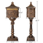 Cast Aluminum Mailbox with Post, Heavy Duty Postal Box with 2 Keys, Baffle Door, Expansion Bolts, Address Panel, In-Ground Large Security Mailbox for Outside, Antique Bronze - Image 4