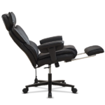 Office Chair with Foot Rest and Waist Lumber Support, Ergonomic Gaming Chair with Adjustable Height Headrest, High-Back Leather Reclining Chair for Home, Black - Image 12
