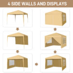 3 x 3m Two Doors & Two Windows Practical Waterproof Right-Angle Folding Tent Khaki - Image 6