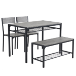 Same Code 99109540 Dining Table Set for 4, Kitchen Table with 2 Chairs and a Bench, 4 Piece Kitchen Table Set for Small Space, Home Kitchen Bar Pub Apartment, Gray - Image 2