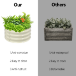 2 Pcs 2×2×1ft Raised Garden Bed, Round Galvanized Outdoor Planter Box, Metal Garden Bed for Planting Vegetables Fruits Flowers, White - Image 3