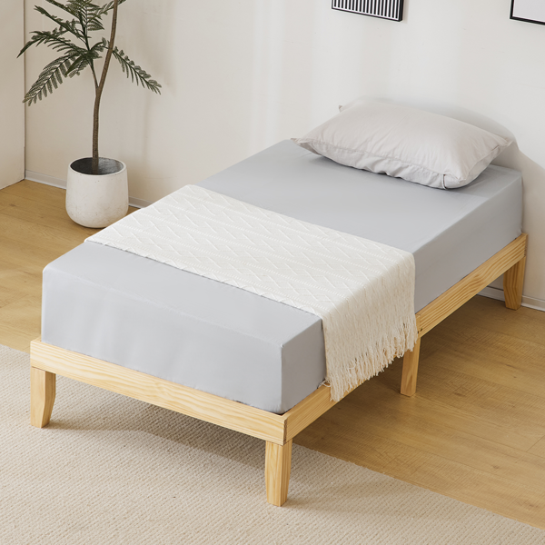 Twin Basic Bed Frame Pine Wood Painted Surface Bed Single Bed 74.41*37.99*12in Wood