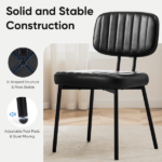 Dining Chairs Set of 2, Mid Century Modern Kitchen Chairs with Faux Leather for Kitchen, Living Room, Black - Image 5