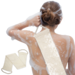 Premium Bamboo Fiber Exfoliating Body Scrubber Towel – Deep Clean & Gentle Exfoliation for Smooth Skin-Beige