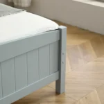 Full Single Bed Frame Vertical Striped Decorative Curved Headboard and Footboard Bed Frame Painted + Melamine Veneer & Pine + MDF Wood Bed 77.8*56.54*37.8in Grey - Image 17