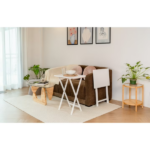 Modern Indoor Folding Tray Table Set of 2, White Finish, Solid Rubberwood, 19 x 14.5 x 26 Inches (Shipment from Walmart) - Image 6