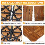 27pcs Wood Interlocking Deck Tiles 11.8"x11.8", Waterproof Flooring Tiles for Indoor and Outdoor, Patio Wood Flooring for Patio Porch Poolside Balcony Backyard, Stripe Pattern - Image 13