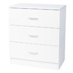 3-Drawer Tall Cabinet Particleboard Bedside Table with Textured Melamine Finish White - Image 3