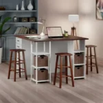 Square Seat Bar Stool, Walnut Finish (Shipment from Walmart) - Image 5