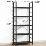 5-Tier Bookshelf, Modern Narrow Bookcase with 30lbs Shelf Capacity, Storage Shelf for Living Room/Office, Black (Shipment from Walmart) - Image 2