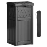 31 Gallon Large Outdoor Trash Bin, Waterproof Resin Garbage Can with Lid & Drip Tray, Waste Container,for Porch, Backyard, Black (Shipment from Walmart) - Image 2