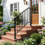 [Same Code 11384510 73142795]Artisasset Matte Black Outdoor 3 Level Iron Handrail - Image 23