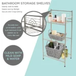 3 Shelves Tiered Bathroom Storage Rack in Satin Nickel - Image 5