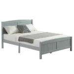 Full Single Bed Frame Vertical Striped Decorative Curved Headboard and Footboard Bed Frame Painted + Melamine Veneer & Pine + MDF Wood Bed 77.8*56.54*37.8in Grey - Image 5